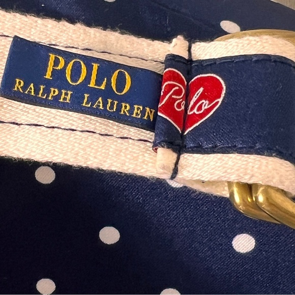 Ralph Lauren Satin Canvas Leather Trim Flag Collegiate Preppy Bear American Belt - Picture 10 of 12